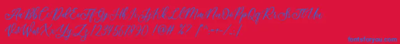 Шрифт Athalia DEMO – синие шрифты на красном фоне