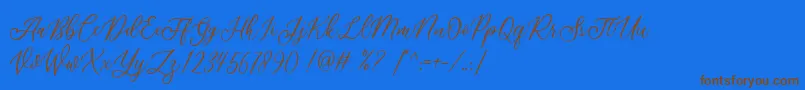 フォントAthalia DEMO – 茶色の文字が青い背景にあります。