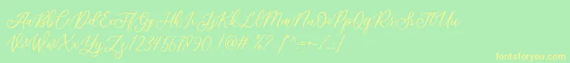 Athalia DEMO-fontti – keltaiset fontit vihreällä taustalla