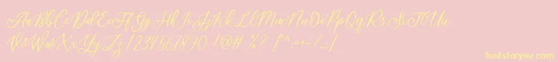 Athalia DEMO-fontti – keltaiset fontit vaaleanpunaisella taustalla