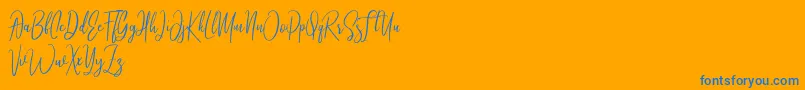 Athen-Schriftart – Blaue Schriften auf orangefarbenem Hintergrund