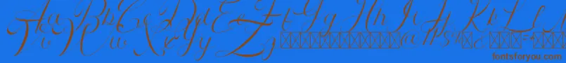 フォントAthenia demo – 茶色の文字が青い背景にあります。