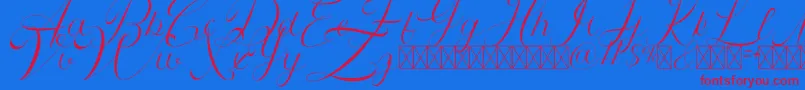 Athenia demo-Schriftart – Rote Schriften auf blauem Hintergrund