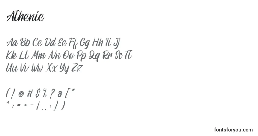 Schriftart Athenic – Alphabet, Zahlen, spezielle Symbole