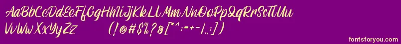 Athenic-Schriftart – Gelbe Schriften auf violettem Hintergrund