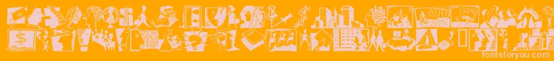 DfProfessnlConnectionsItctt-Schriftart – Rosa Schriften auf orangefarbenem Hintergrund