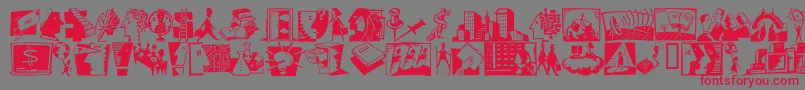 フォントDfProfessnlConnectionsItctt – 赤い文字の灰色の背景