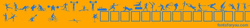 Athletes Font – Blue Fonts on Orange Background