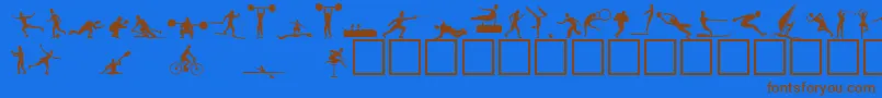 Athletes Font – Brown Fonts on Blue Background