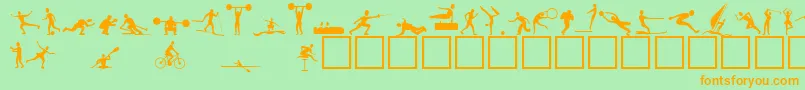 Athletes Font – Orange Fonts on Green Background