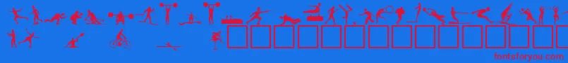 Athletes Font – Red Fonts on Blue Background