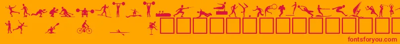 Czcionka Athletes – czerwone czcionki na pomarańczowym tle