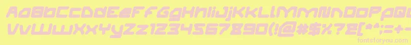 Шрифт ATHLETIC Bold Italic – розовые шрифты на жёлтом фоне