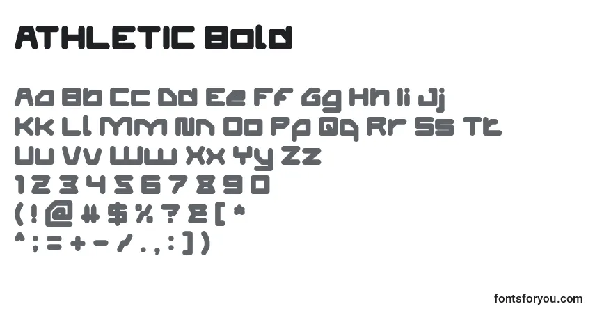 Шрифт ATHLETIC Bold – алфавит, цифры, специальные символы