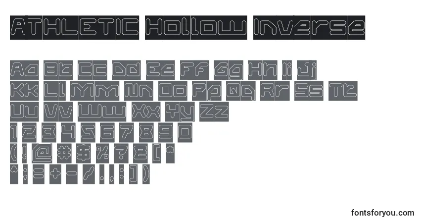 Schriftart ATHLETIC Hollow Inverse – Alphabet, Zahlen, spezielle Symbole