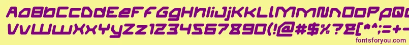 Czcionka ATHLETIC Italic – fioletowe czcionki na żółtym tle