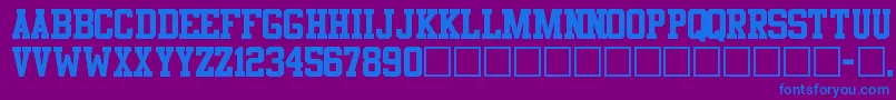 Athletic Font – Blue Fonts on Purple Background