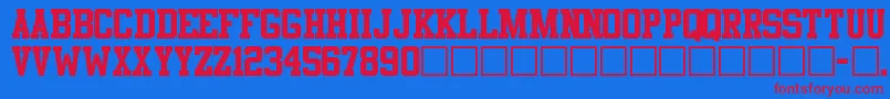 Athletic Font – Red Fonts on Blue Background