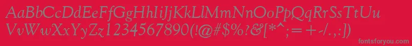 Czcionka FilcoOldeStyleItalic – szare czcionki na czerwonym tle