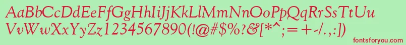 Шрифт FilcoOldeStyleItalic – красные шрифты на зелёном фоне