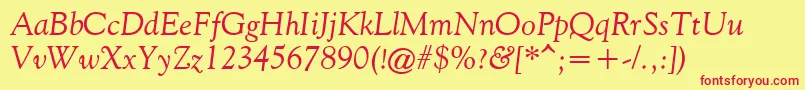 FilcoOldeStyleItalic Font – Red Fonts on Yellow Background
