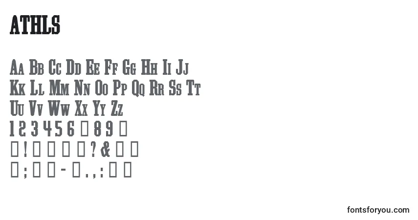A fonte ATHLS    (120190) – alfabeto, números, caracteres especiais
