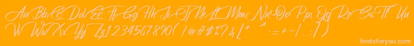 Athum Thin-Schriftart – Rosa Schriften auf orangefarbenem Hintergrund