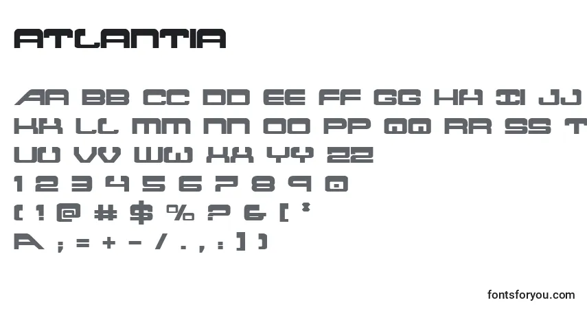 A fonte Atlantia – alfabeto, números, caracteres especiais