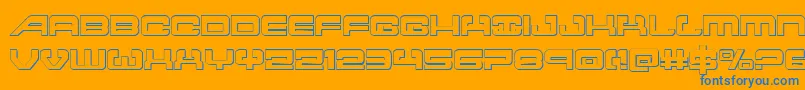 フォントatlantia3d – オレンジの背景に青い文字
