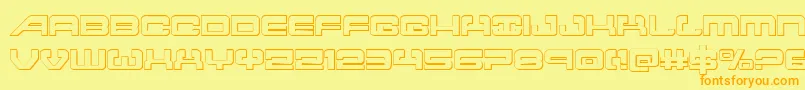 フォントatlantia3d – オレンジの文字が黄色の背景にあります。