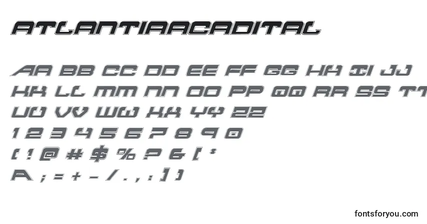 A fonte Atlantiaacadital – alfabeto, números, caracteres especiais
