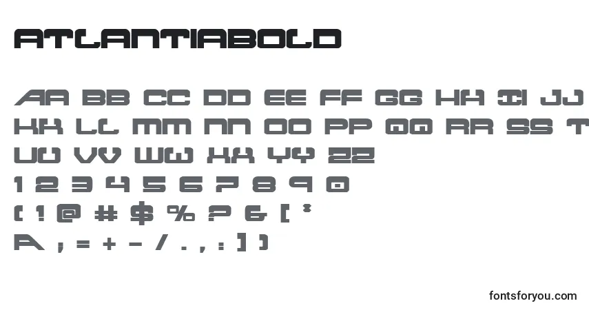 A fonte Atlantiabold – alfabeto, números, caracteres especiais