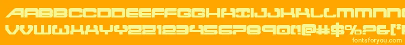 atlantiabold-Schriftart – Gelbe Schriften auf orangefarbenem Hintergrund