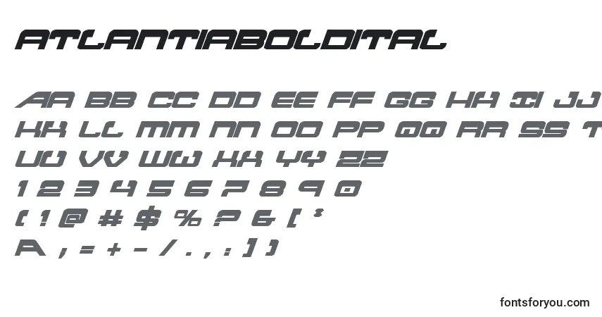 Schriftart Atlantiaboldital – Alphabet, Zahlen, spezielle Symbole