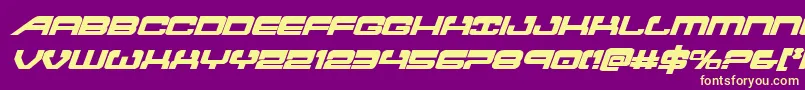 フォントatlantiaboldital – 紫の背景に黄色のフォント