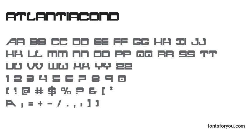 Czcionka Atlantiacond – alfabet, cyfry, specjalne znaki