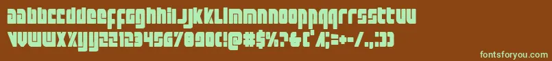 フォントExoplanetcond – 緑色の文字が茶色の背景にあります。