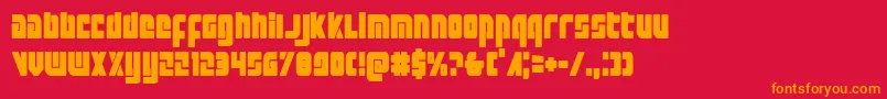 フォントExoplanetcond – 赤い背景にオレンジの文字