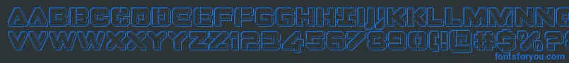 Fonte Dominojackengrave – fontes azuis em um fundo preto