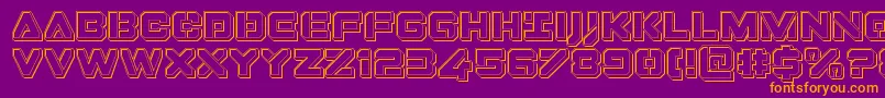 Czcionka Dominojackengrave – pomarańczowe czcionki na fioletowym tle