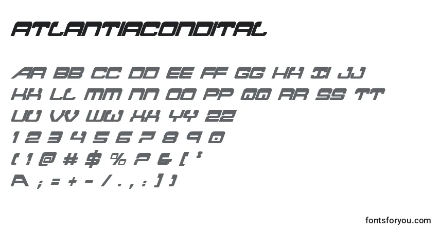 Atlantiacondital Font – alphabet, numbers, special characters