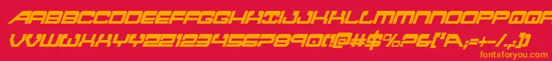 フォントatlantiacondital – 赤い背景にオレンジの文字