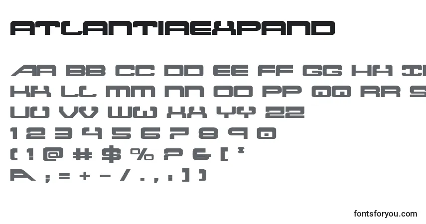 Schriftart Atlantiaexpand – Alphabet, Zahlen, spezielle Symbole