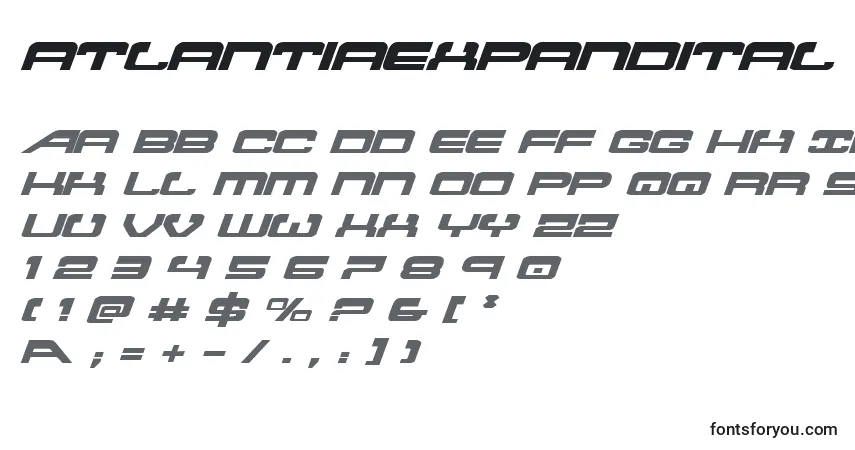 Schriftart Atlantiaexpandital – Alphabet, Zahlen, spezielle Symbole