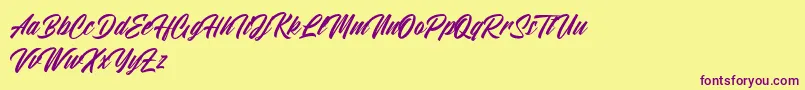 Atlantic Time-Schriftart – Violette Schriften auf gelbem Hintergrund
