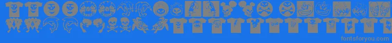 AtLastATshirt-Schriftart – Graue Schriften auf blauem Hintergrund