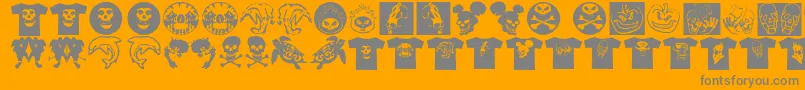 AtLastATshirt-Schriftart – Graue Schriften auf orangefarbenem Hintergrund