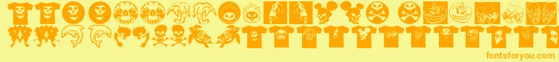 Fonte AtLastATshirt – fontes laranjas em um fundo amarelo