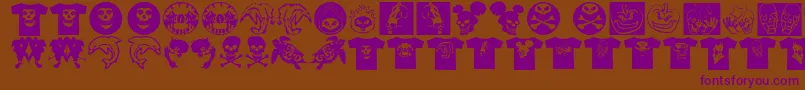 AtLastATshirt-Schriftart – Violette Schriften auf braunem Hintergrund