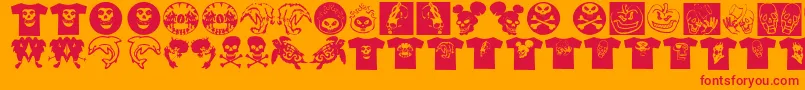 Fonte AtLastATshirt – fontes vermelhas em um fundo laranja